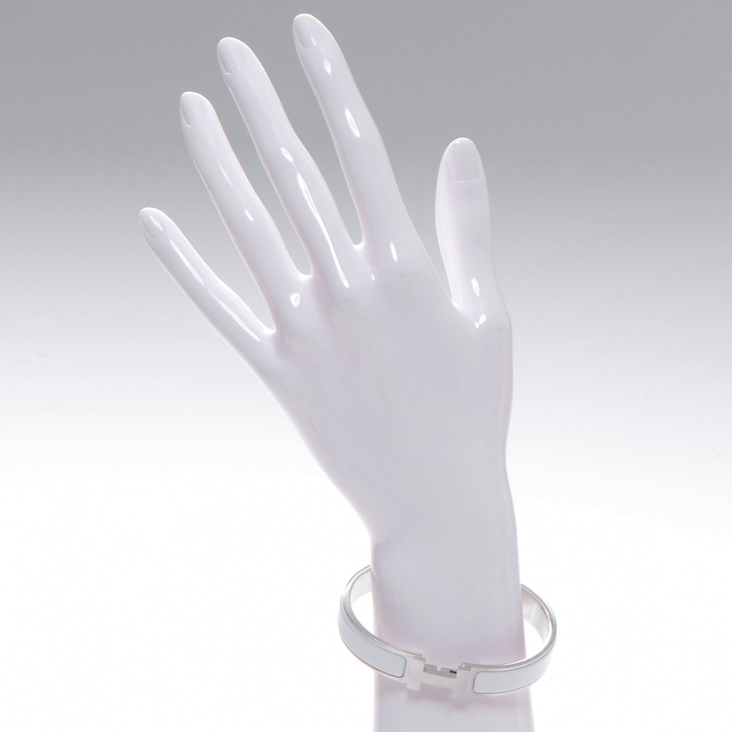 Enamel Clic Clac H Bracelet Narrow White