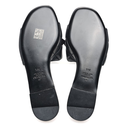 Valentino Garavani Nappa Monochrome Roman Stud Flat Slide Sandals 36.5 Black 5 of 7
