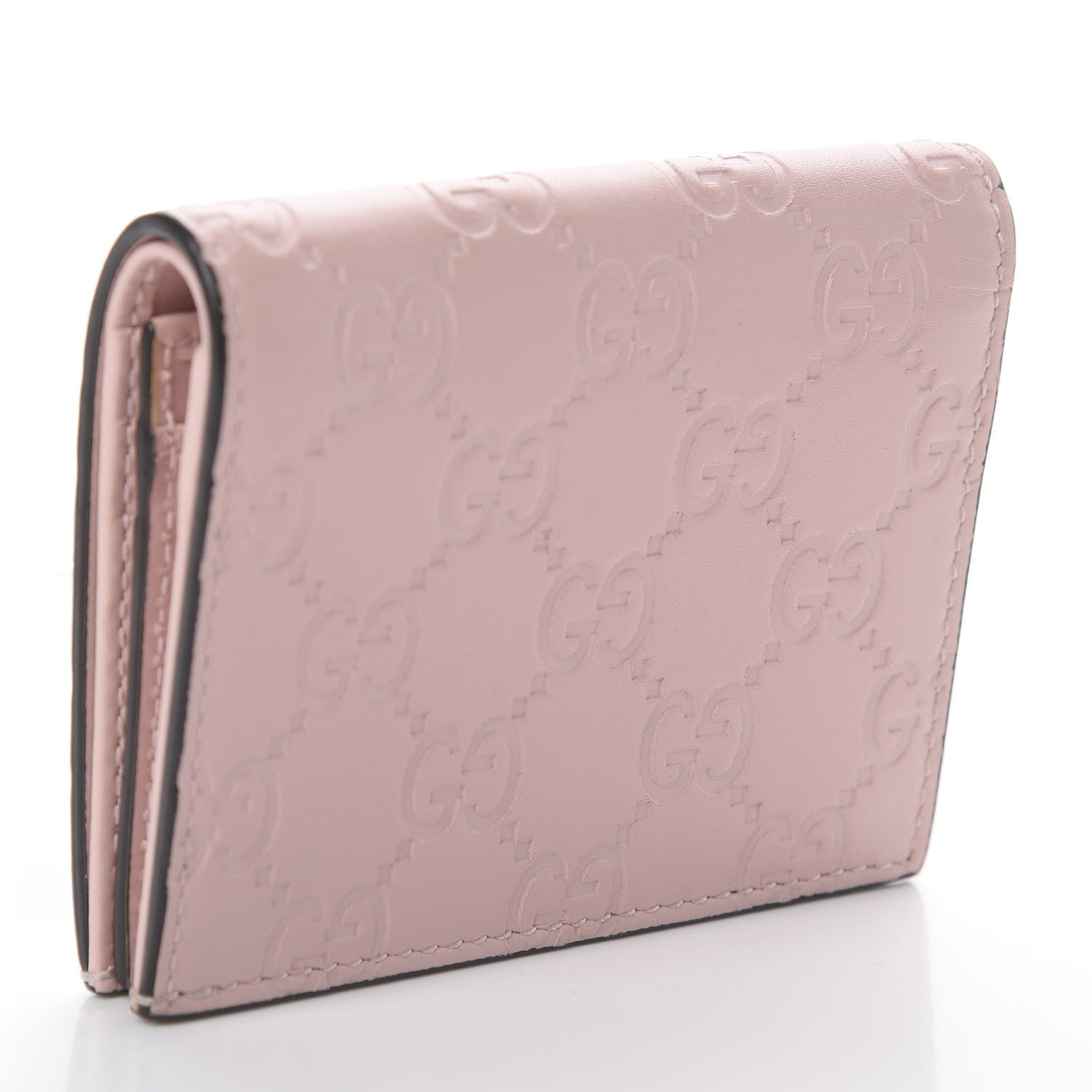 Gucci Guccissima Signature Crystal Cat Card Case Wallet Light Candy Pink 2 of 5