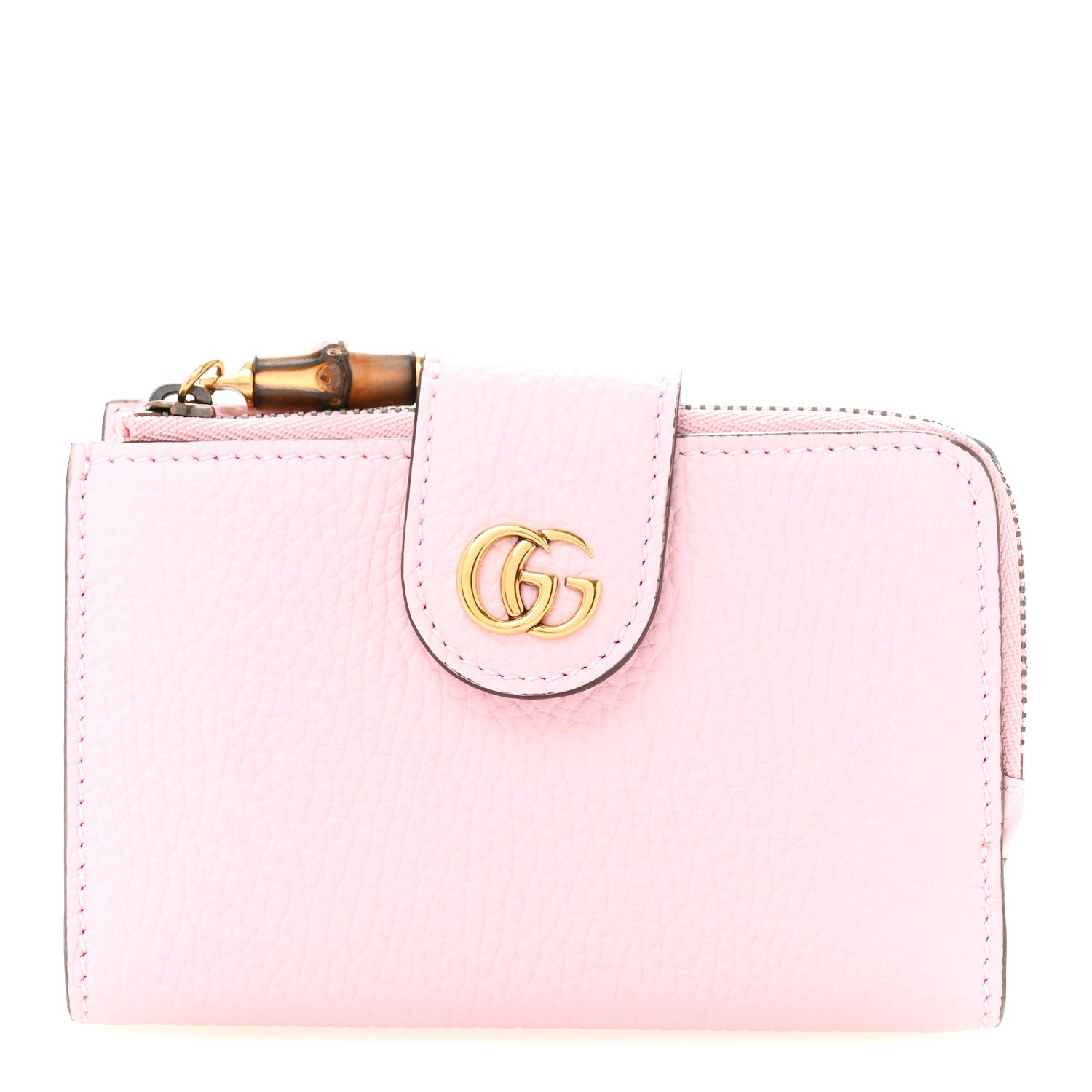 Gucci Piuma Calfskin Medium Bamboo Double G Wallet Pink 1 of 9