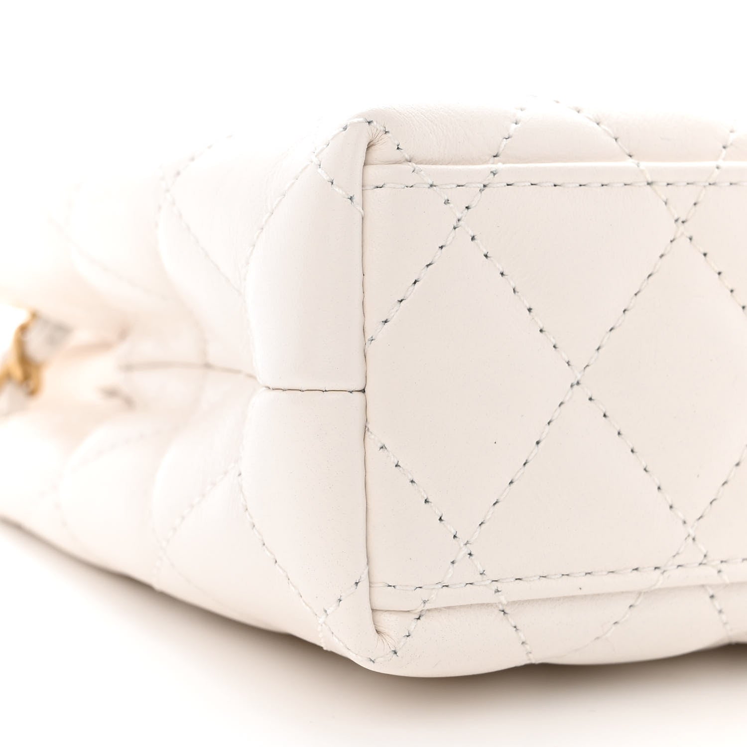 Chanel Shiny Aged Calfskin Quilted Nano Kelly Shopper White 9 of 11