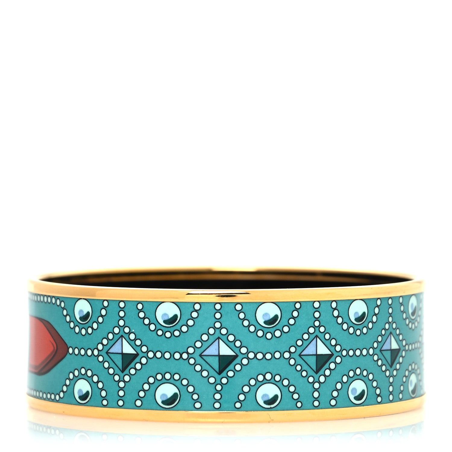 Hermes Enamel Printed Colliers de Chiens Wide Bracelet 65 1 of 5