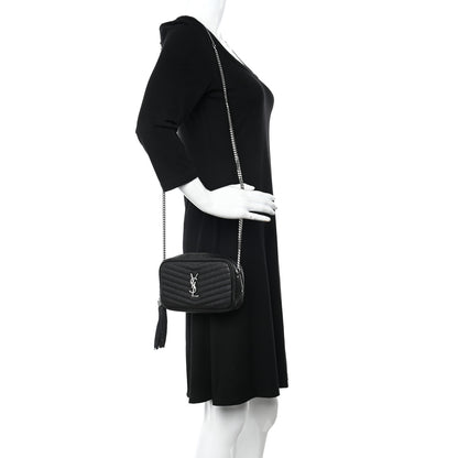 Saint Laurent Grain De Poudre Matelasse Monogram Mini Lou Camera Bag Black 2 of 10