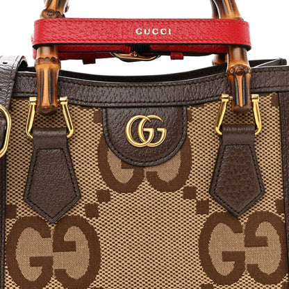 Gucci Monogram Jumbo GG Textured Dollar Calfskin Mini Diana Tote Bag Camel Ebony New Acero Pomegranate Red 6 of 12