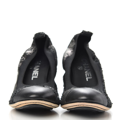 Chanel Metallic Lambskin Cap Toe CC Elastic Stretch Pumps 38 Black 2 of 8