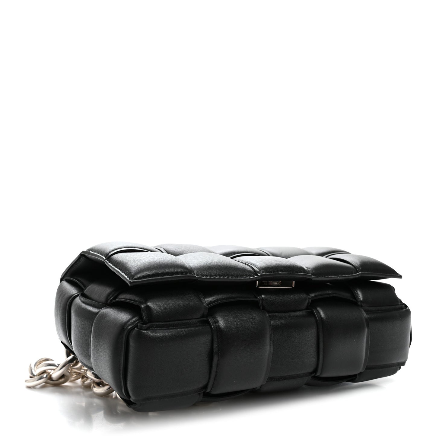 Lambskin Maxi Intreccio Padded Chain Cassette Crossbody Bag Black