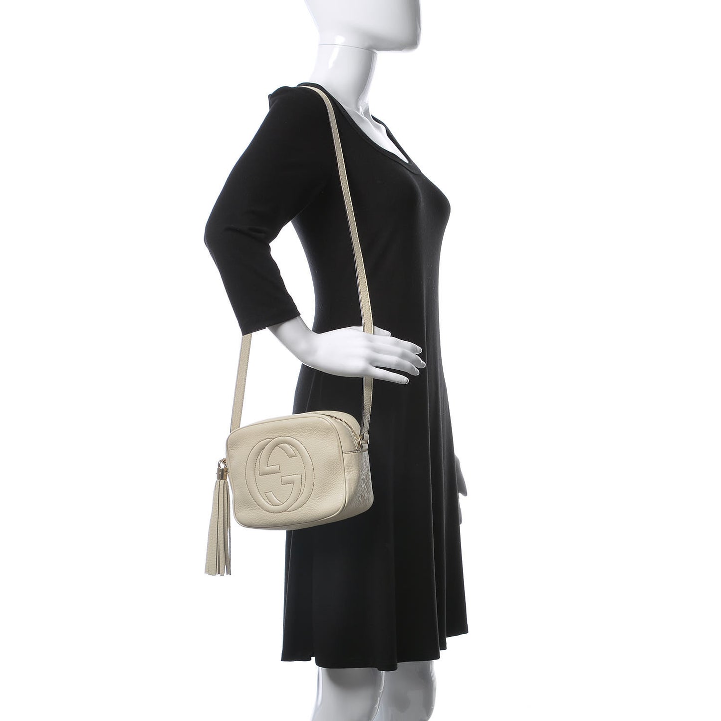 Pebbled Calfskin Small Soho Disco Bag Off White