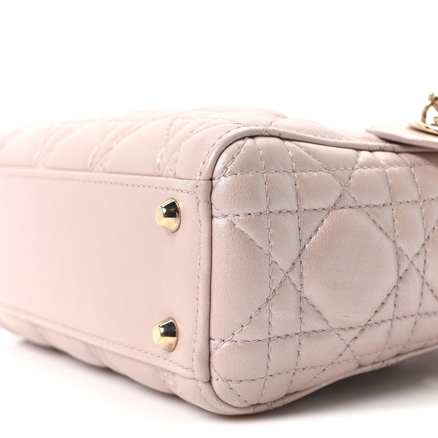 Metallic Lambskin Cannage Mini Lady Dior Lotus