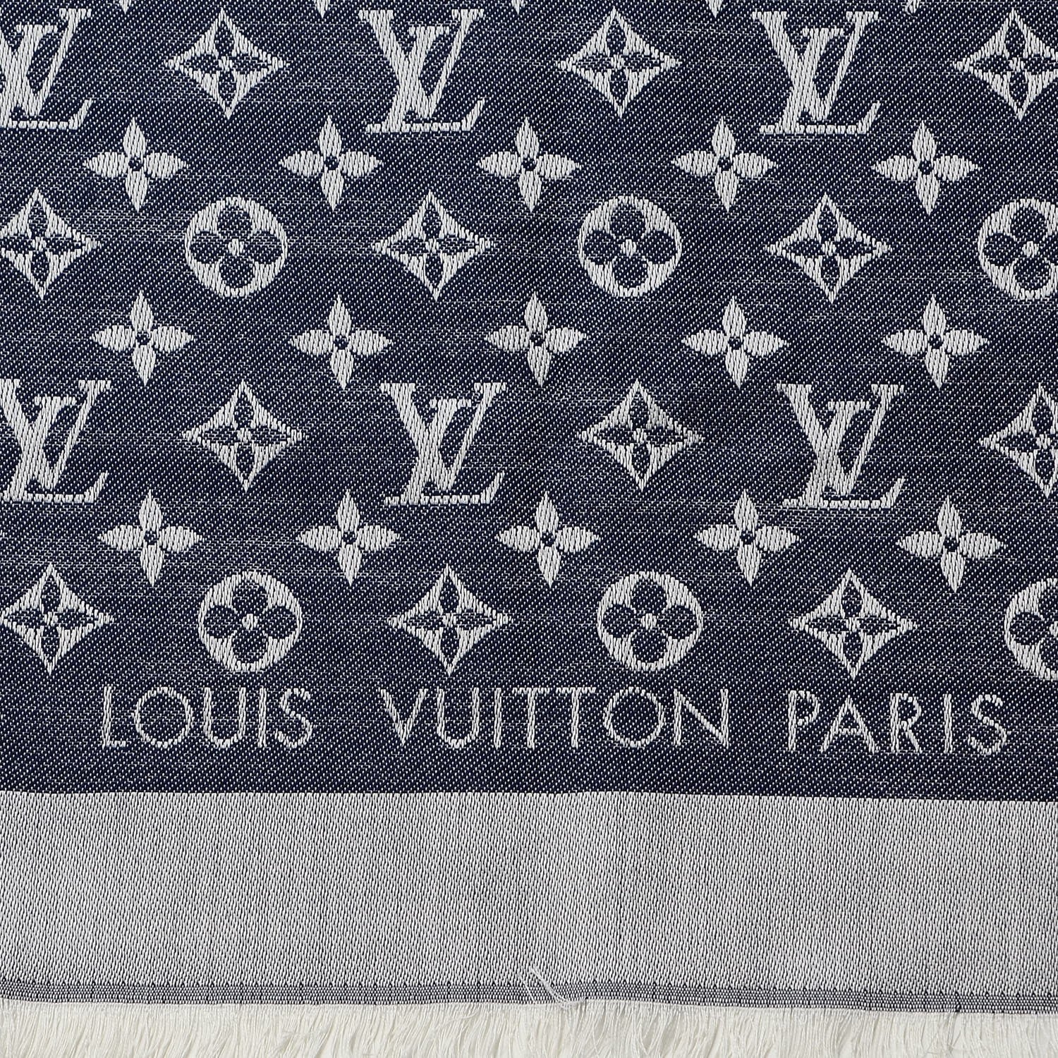 Louis Vuitton Silk Wool Monogram Denim Shawl Blue 3 of 6