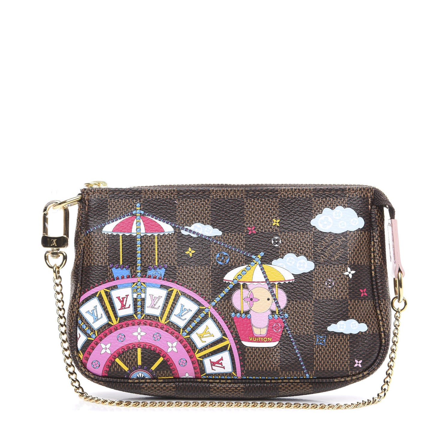 Damier Ebene 2020 Christmas Animation Big Wheel Mini Pochette Accessories Rose Ballerine