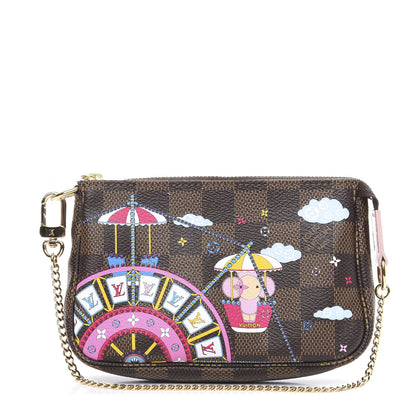 Louis Vuitton Damier Ebene 2020 Christmas Animation Big Wheel Mini Pochette Accessories Rose Ballerine 1 of 9