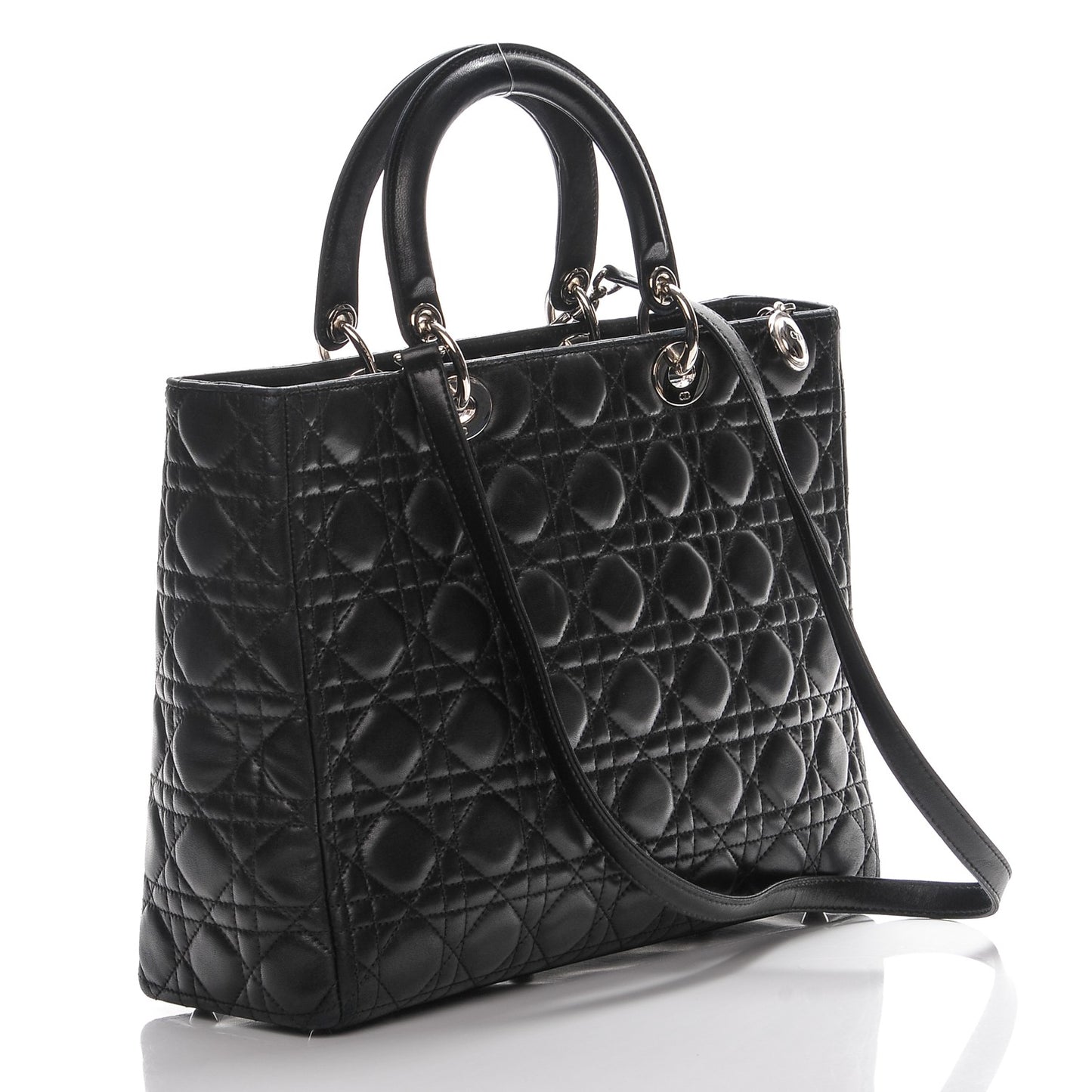 Lambskin Cannage Large Lady Dior Black
