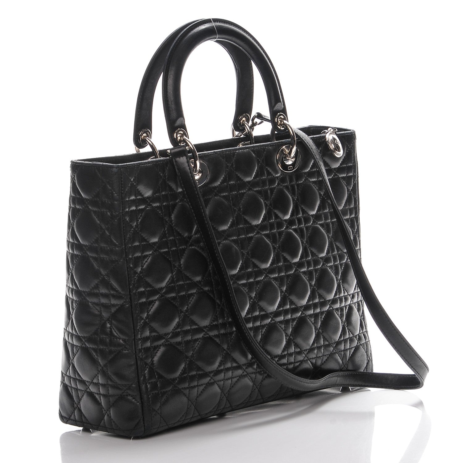 Christian Dior Lambskin Cannage Large Lady Dior Black 3 of 10