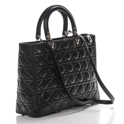 Christian Dior Lambskin Cannage Large Lady Dior Black 3 of 10