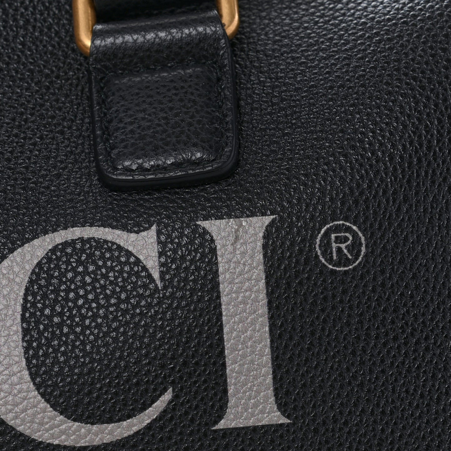Grained Calfskin Logo Duffle Bag Black