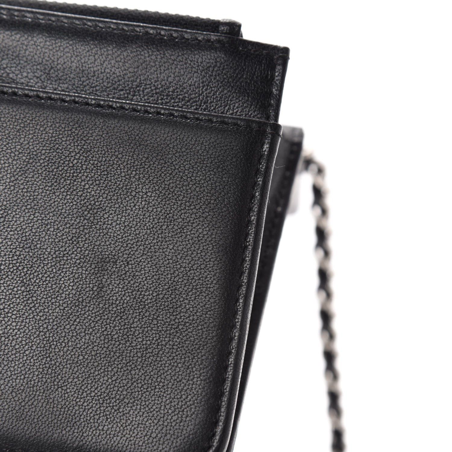 Chanel Sheepskin Quilted Mademoiselle Vintage Wallet On Chain WOC Black 9 of 14