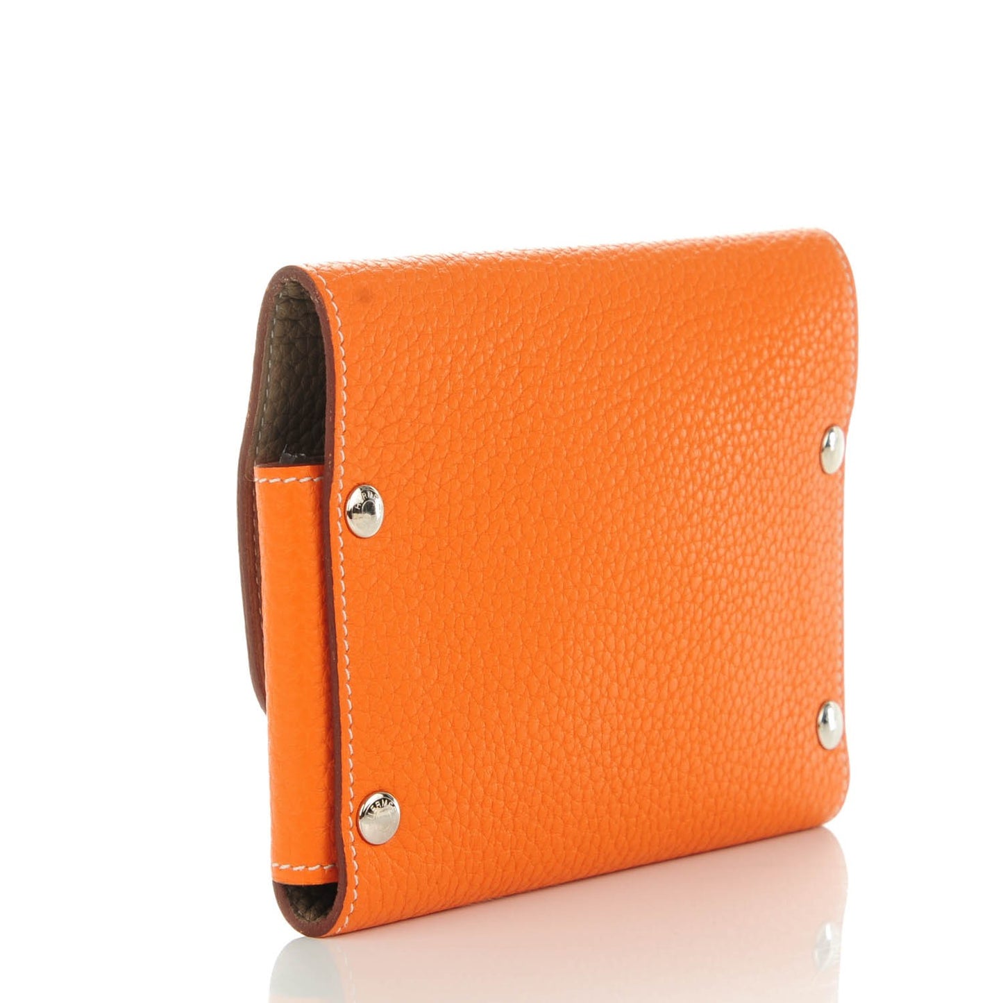 Taurillon Clemence Mises et Relances Playing Cards Holder Orange Gris Tourterelle