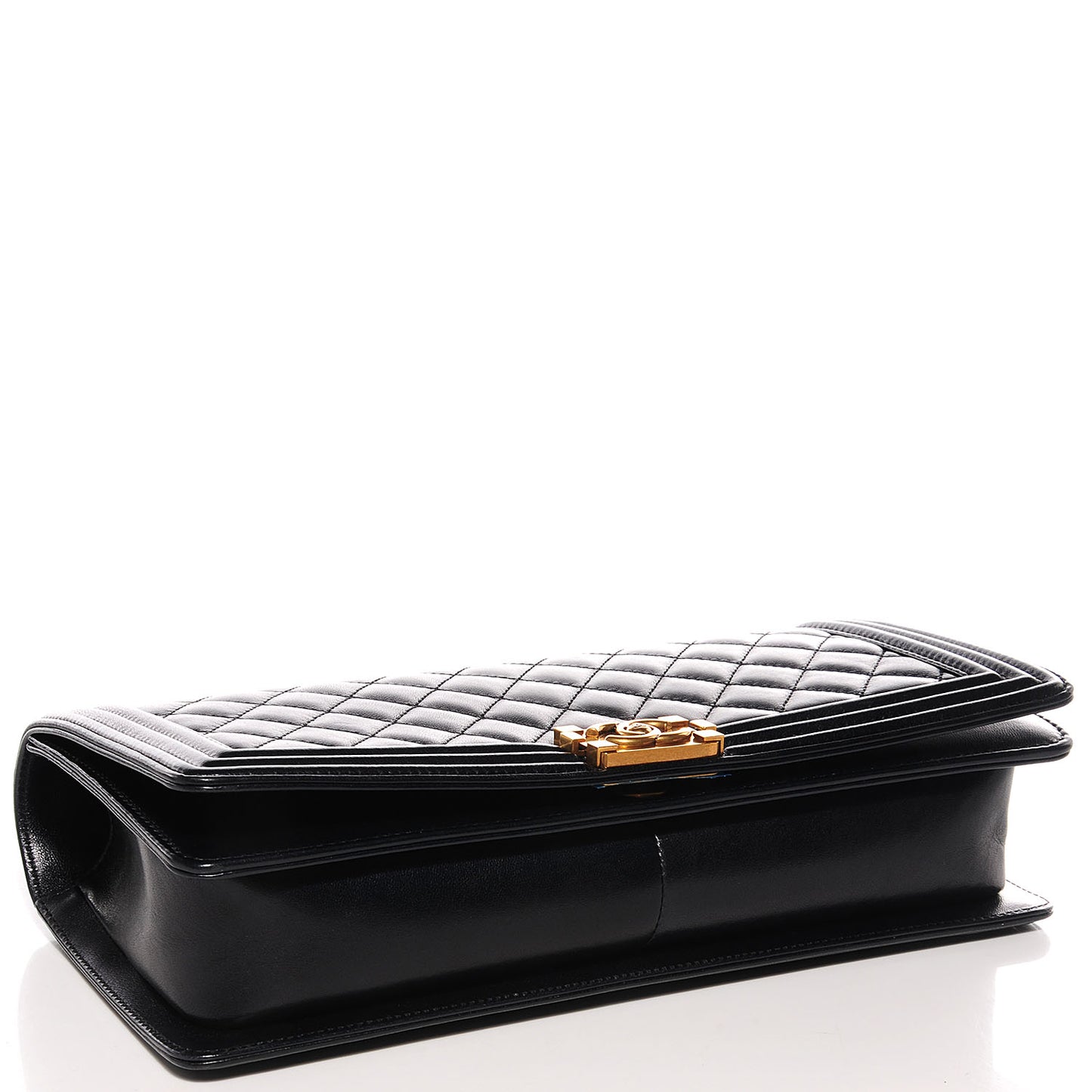 Lambskin Quilted Boy Flap Clutch Black