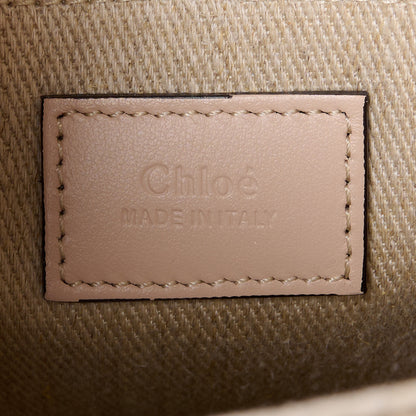 Chloe Linen Calfskin Small Woody Ribbon Tote With Strap White Pink 6 of 10