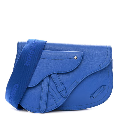 Christian Dior Grained Calfskin Saddle Messenger Bag Blue 1 of 9