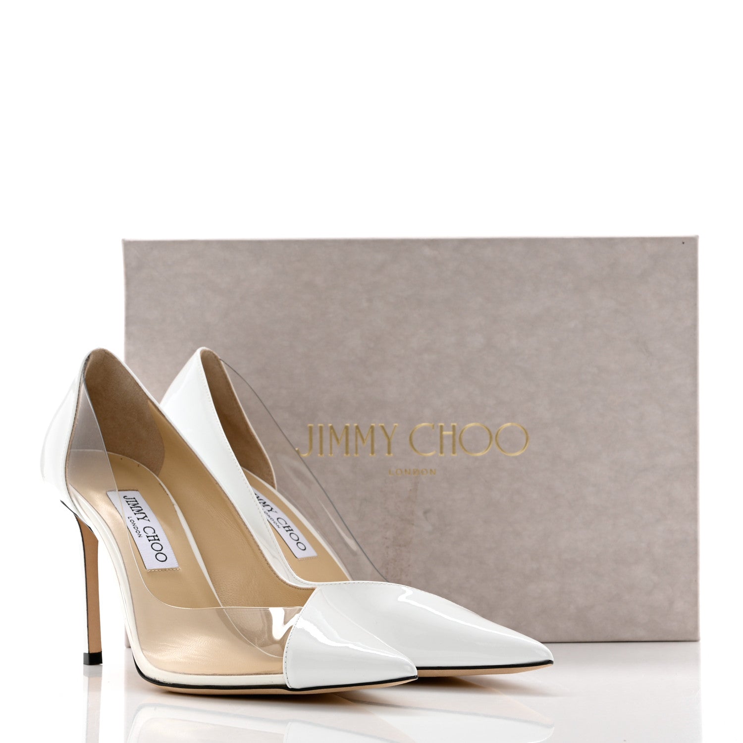 Jimmy Choo Patent Iridescent Plexi Cass 95 Pumps 39.5 Optical White 9 of 9