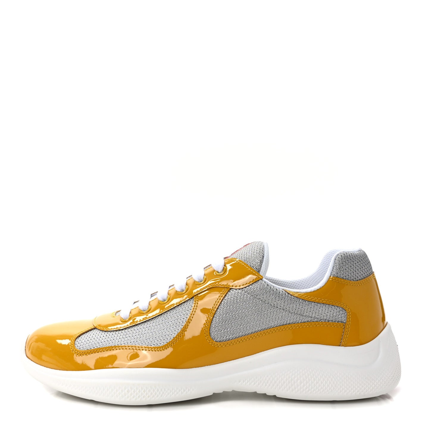Patent America's Cup Patchwork Sneakers 9 Gold Silver