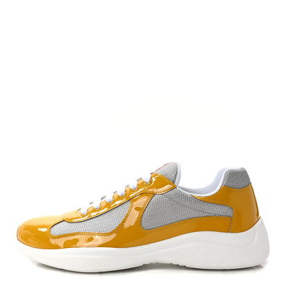 Prada Patent America's Cup Patchwork Sneakers 9 Gold Silver 1 of 10