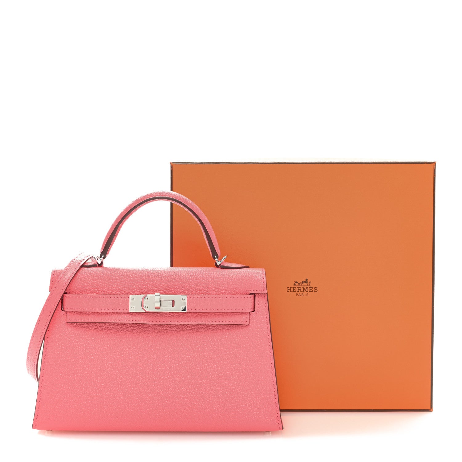 Hermes Chevre Mysore Verso Mini Kelly Sellier 20 Rose D'Ete Rouge H 9 of 9