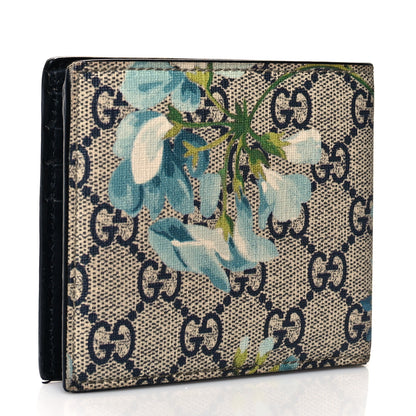 Gucci GG Supreme Monogram Blooms Bi-Fold Wallet Beige Blue Navy 2 of 8