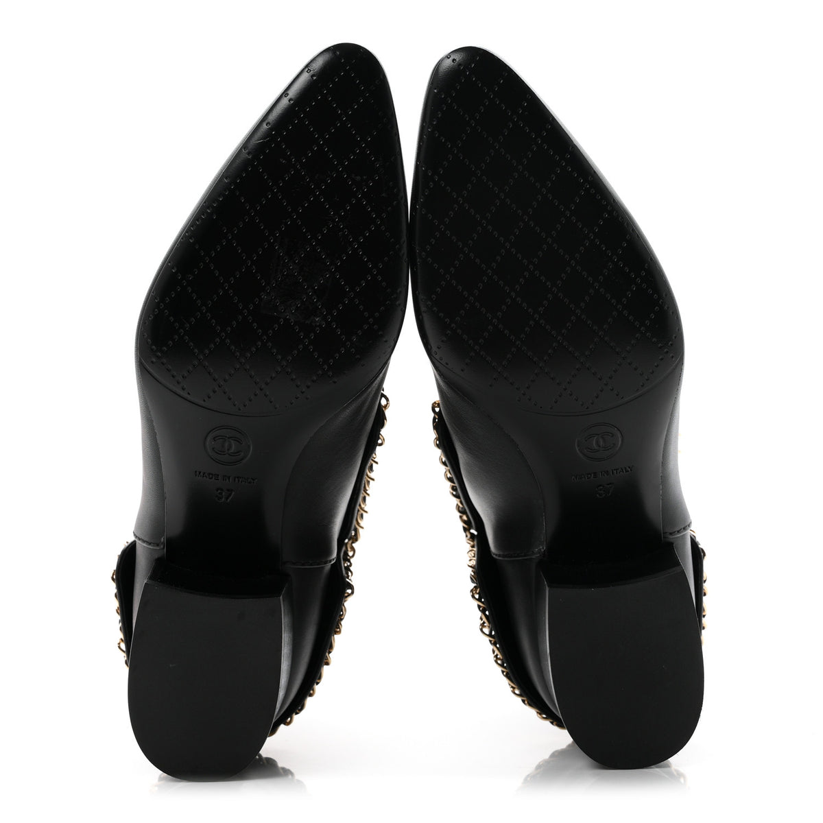 Chanel Calfskin Chain CC Short Boots 37 Black 6 of 9