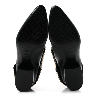 Chanel Calfskin Chain CC Short Boots 37 Black 6 of 9