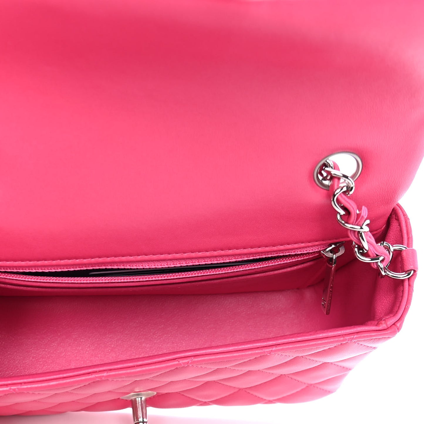 Lambskin Quilted Mini Rectangular Flap Dark Pink