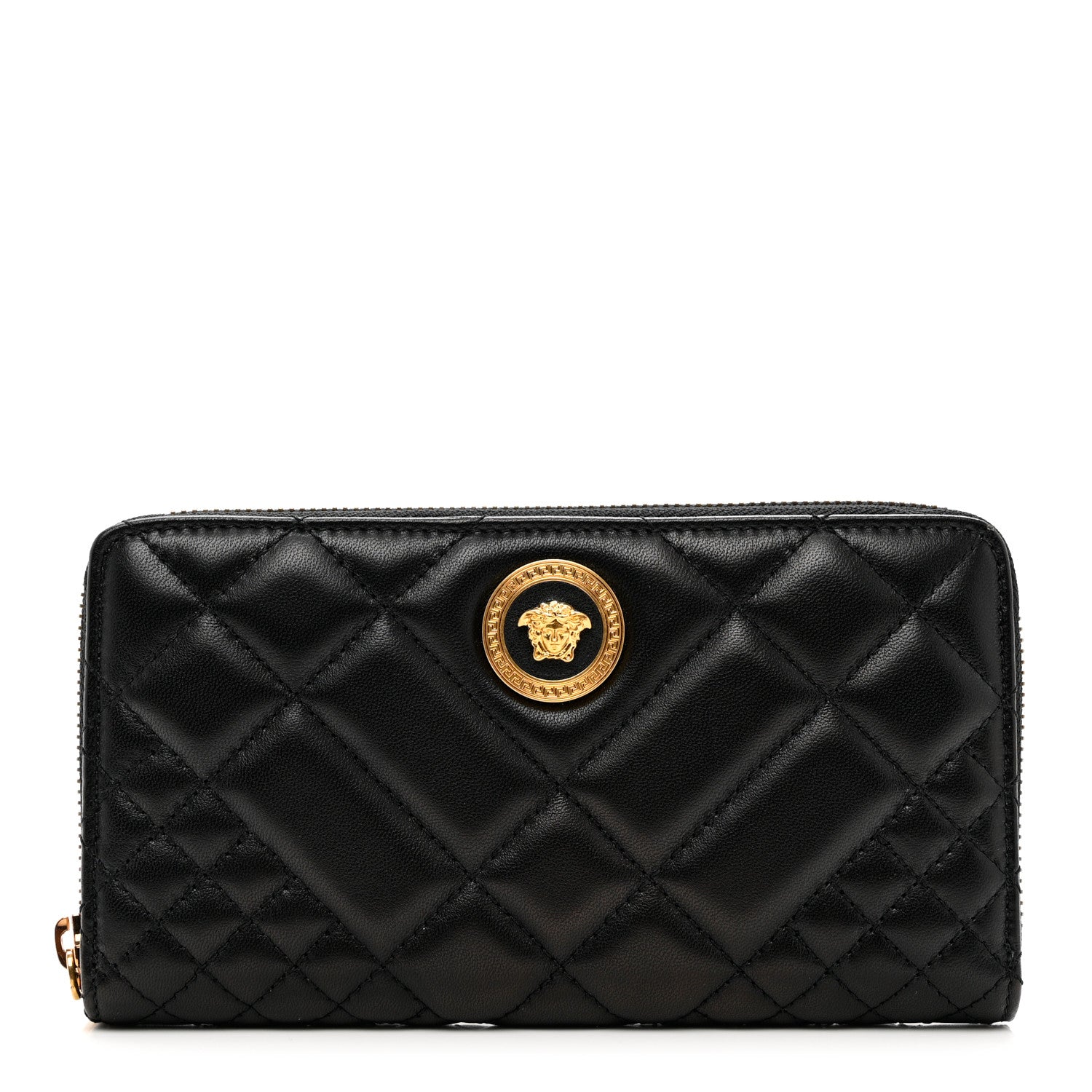 Versace Nappa Quilted Icon Zip Around Wallet Black 1 of 6