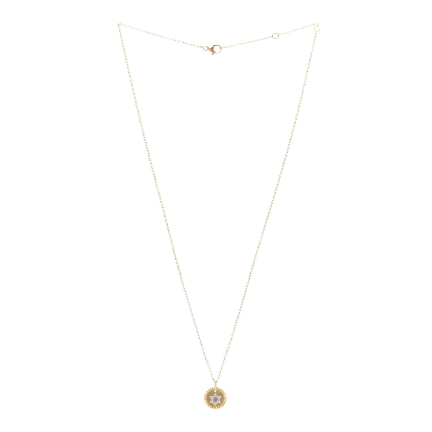 David Yurman 18K Yellow Gold Diamond Cable Collectibles Star of David Charm Pendant Necklace 3 of 8