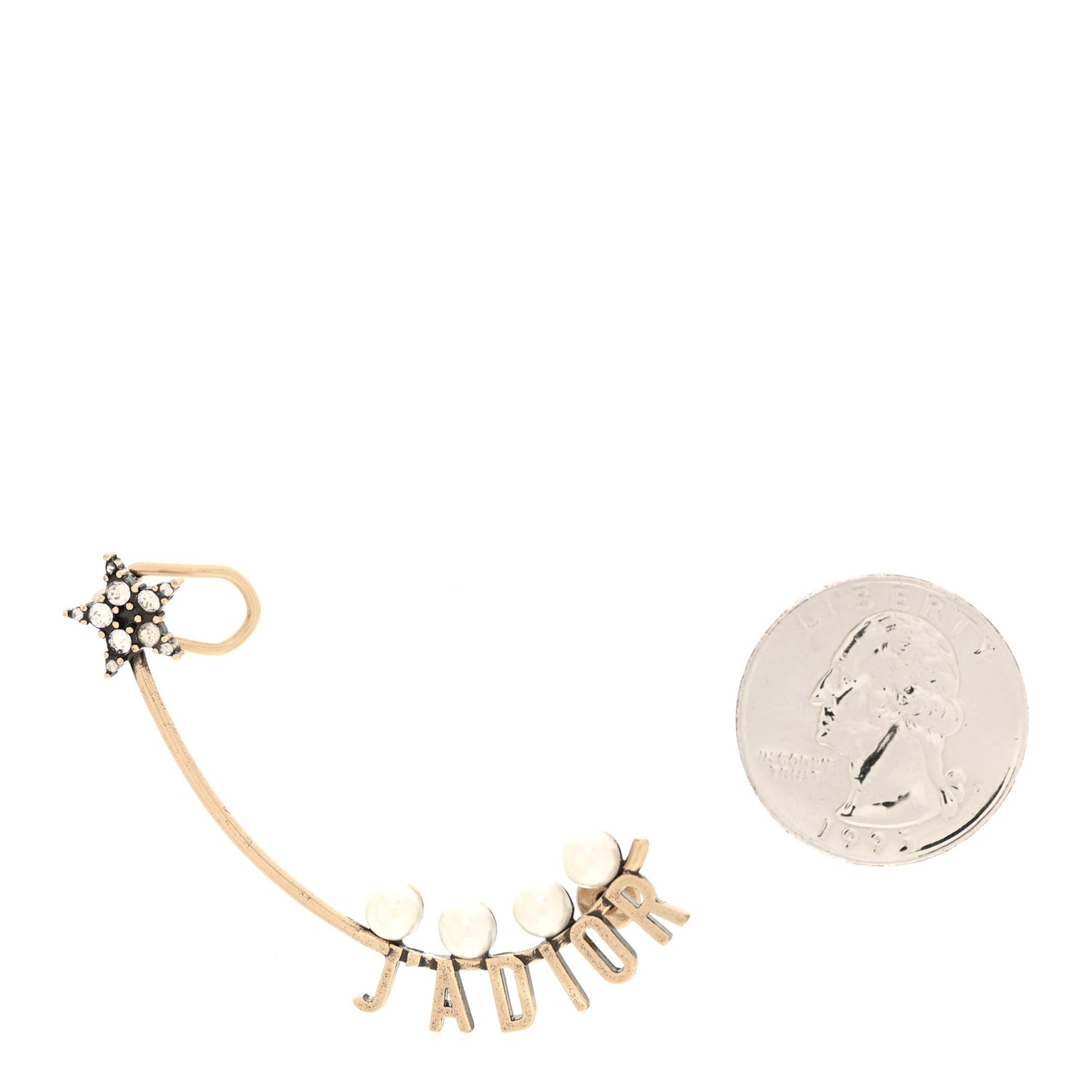 Pearl Crystal J'Adior Star Ear Cuff Gold White