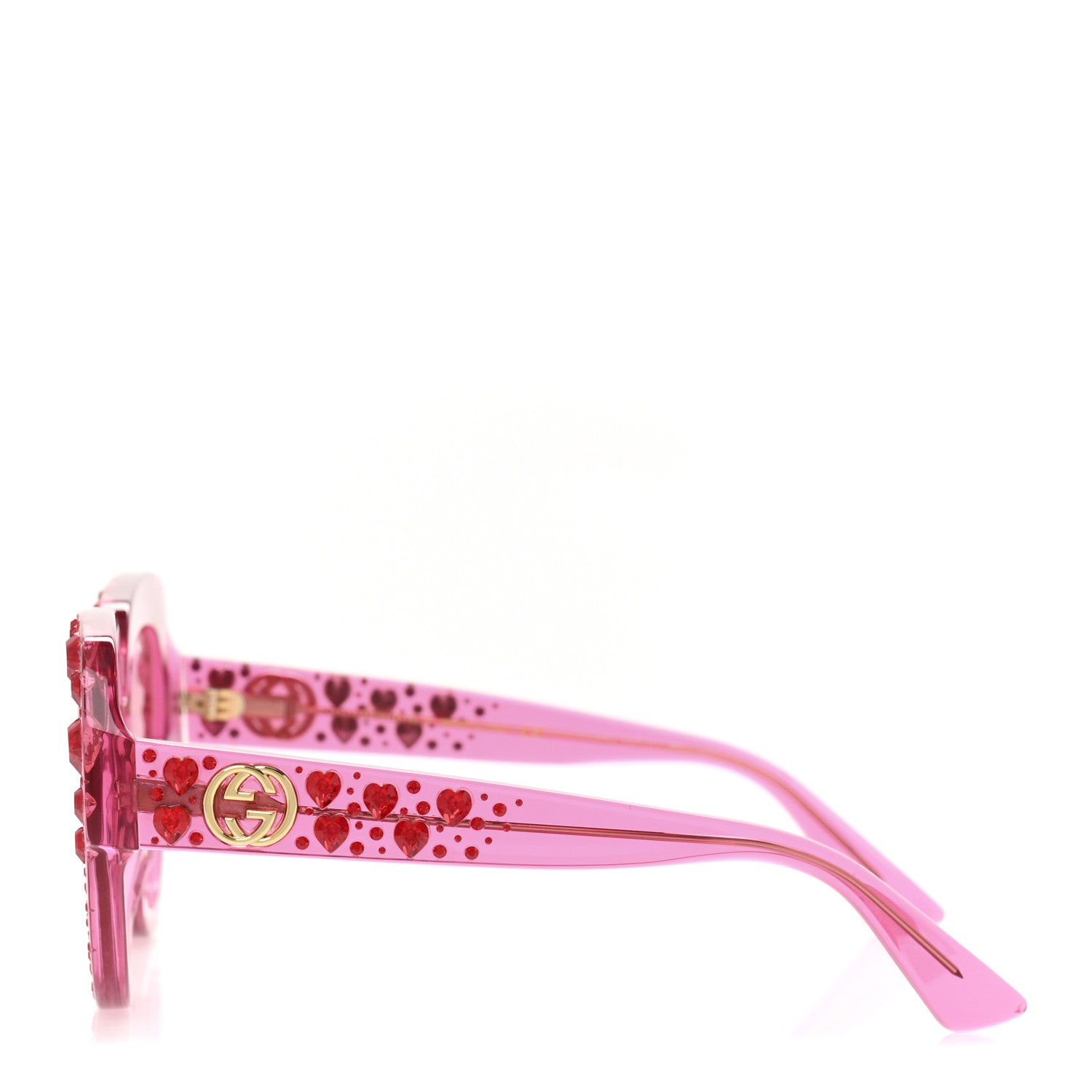 Gucci Crystal Heart Sunglasses GG0308S Red Pink 3 of 9