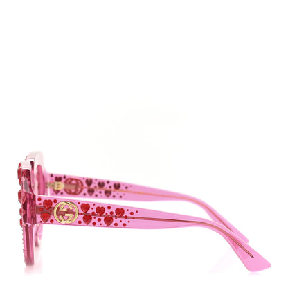 Gucci Crystal Heart Sunglasses GG0308S Red Pink 3 of 9
