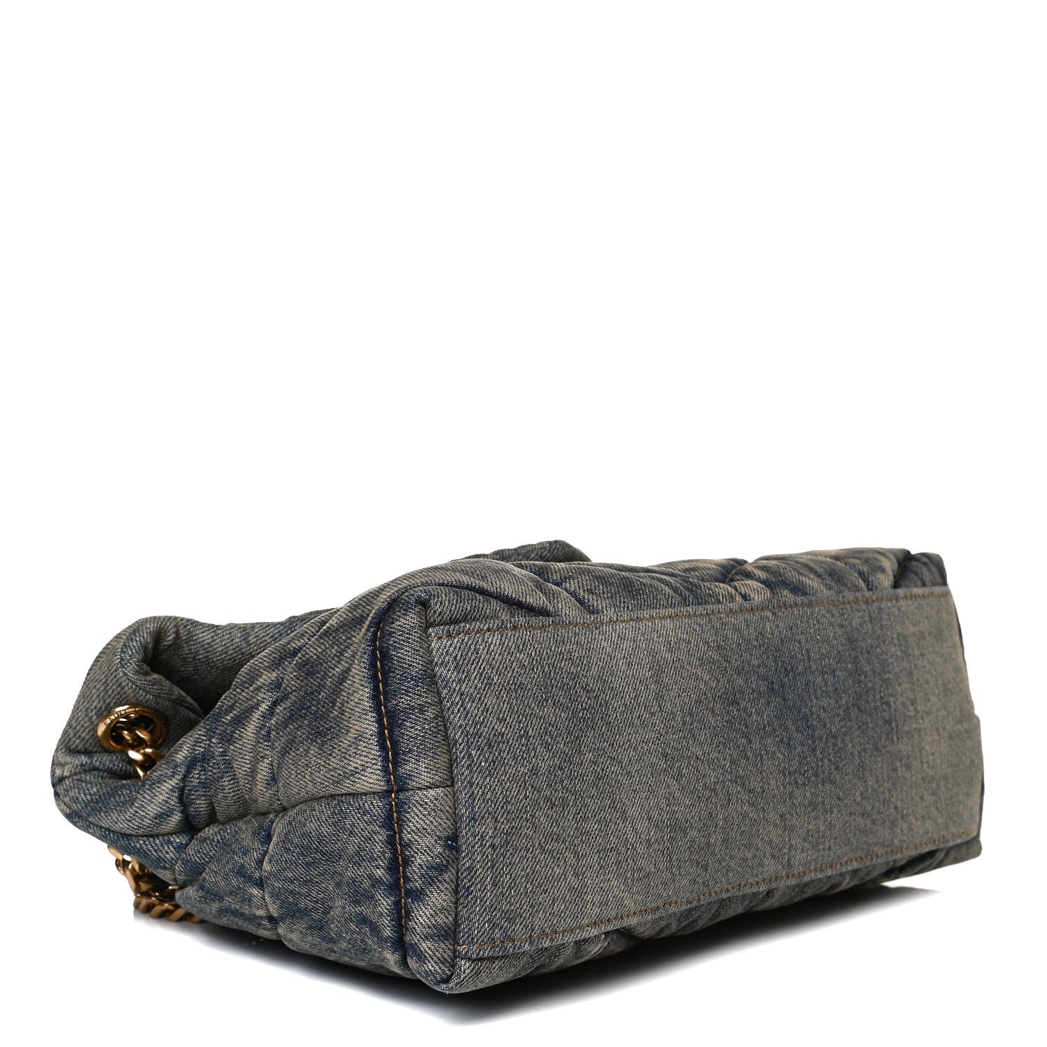Saint Laurent Denim Quilted Small Loulou Puffer Monogram Chain Satchel Rodeo Blue 4 of 13