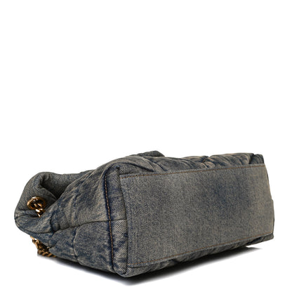 Saint Laurent Denim Quilted Small Loulou Puffer Monogram Chain Satchel Rodeo Blue 4 of 13