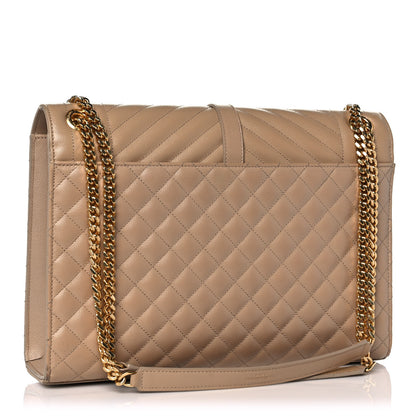 Saint Laurent Grain De Poudre Mixed Matelasse Large Triquilt Monogram Satchel Dak Beige 2 of 8