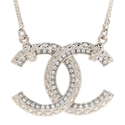 Chanel Crystal Textured CC Pendant Necklace Gold 4 of 6