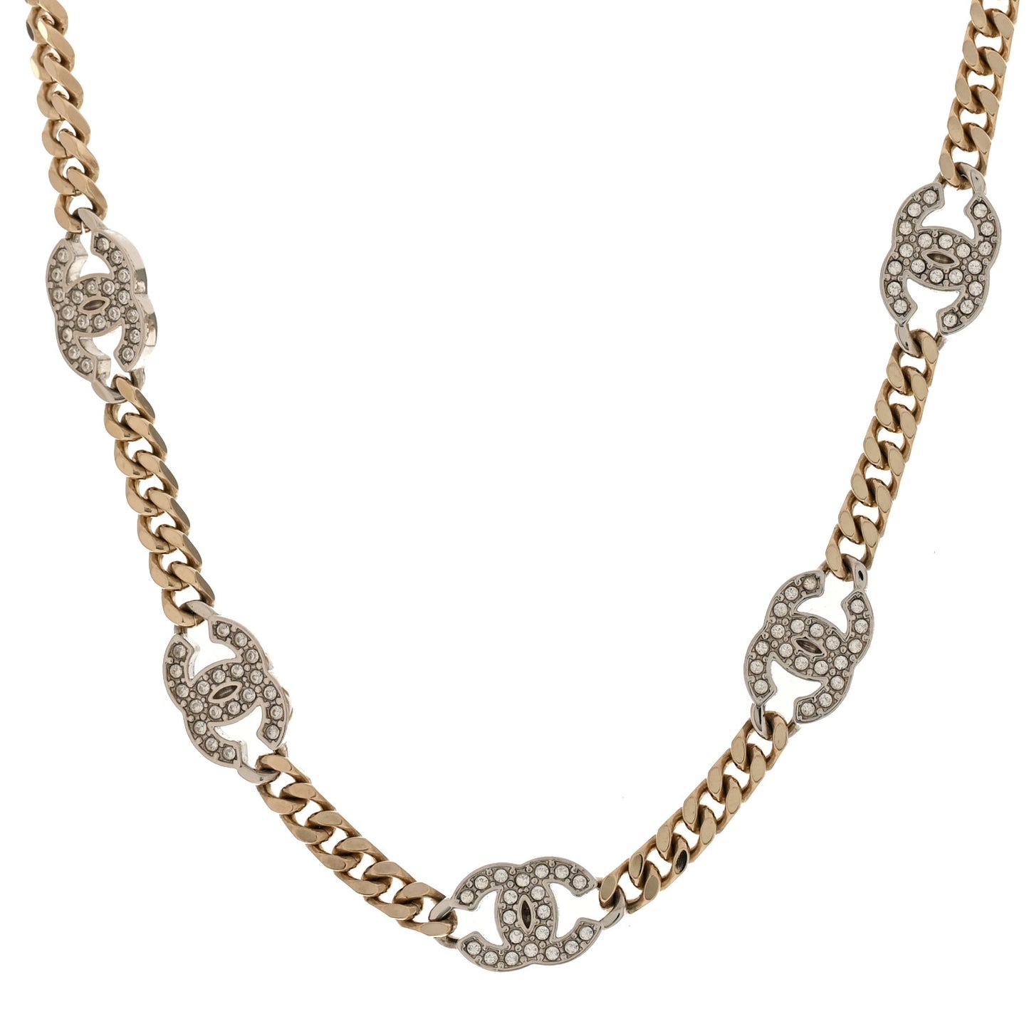 Crystal Chain CC Link Choker Gold Silver