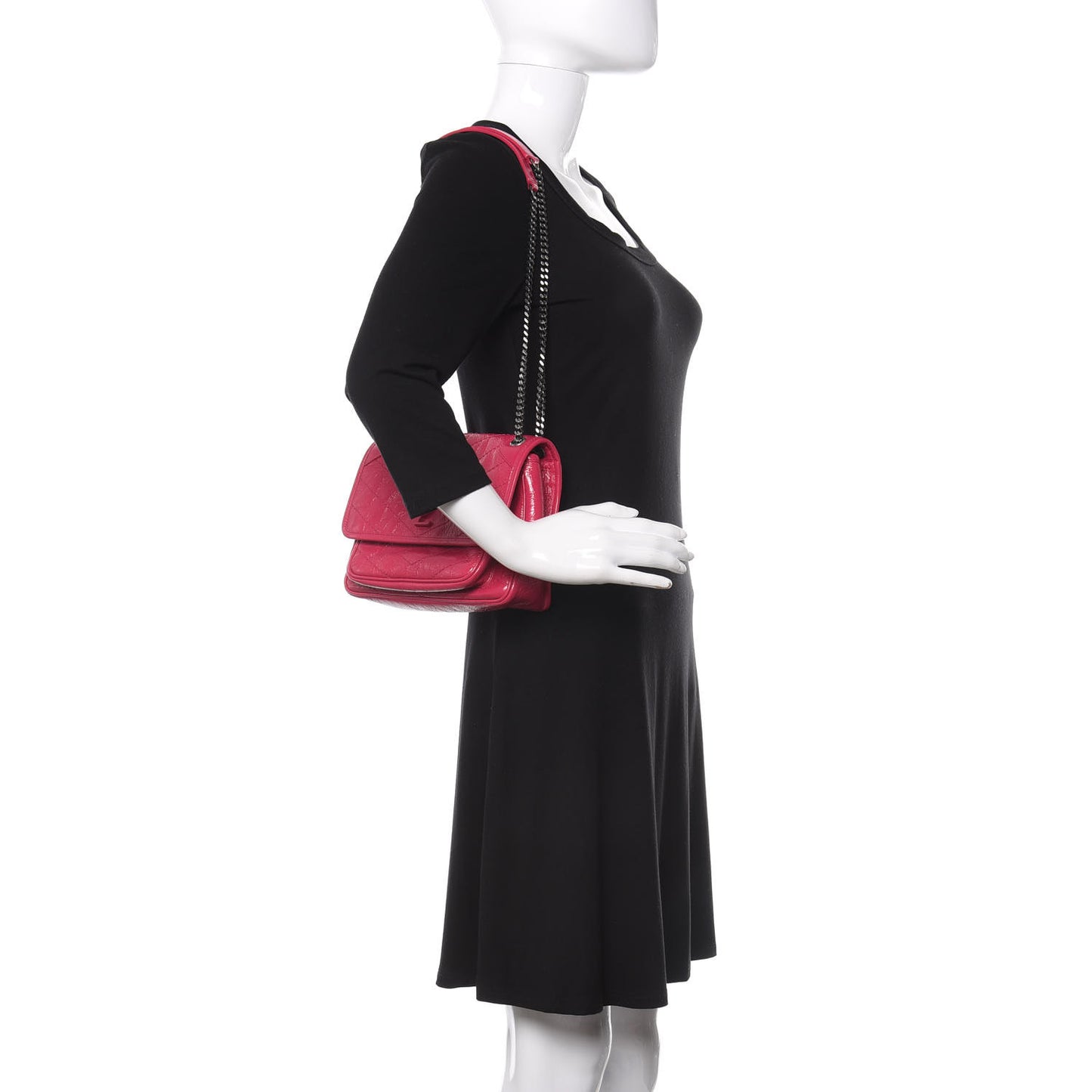 Crinkled Calfskin Matelasse Monogram Baby Niki Chain Satchel Freesia
