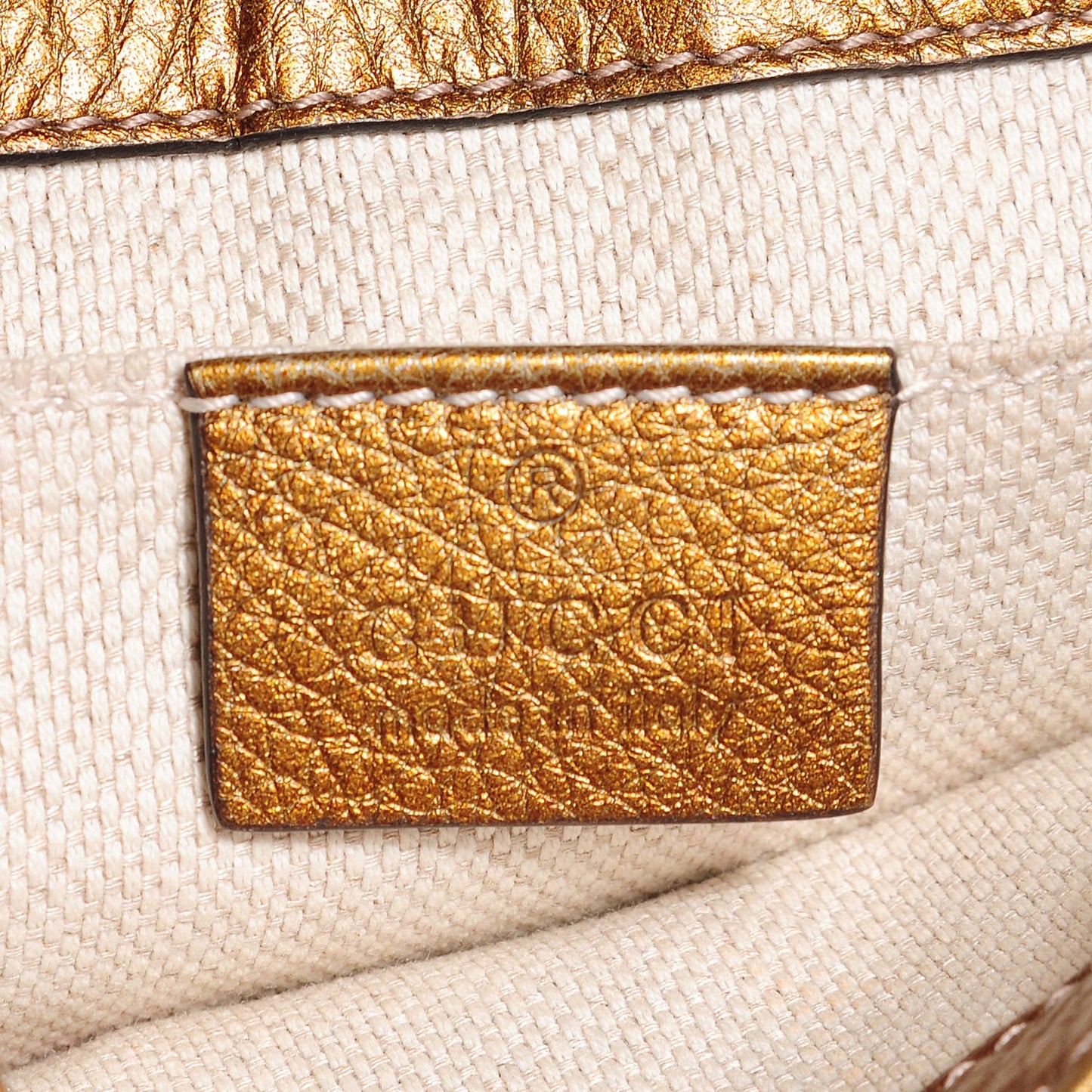 Metallic Pebbled Calfskin Small Soho Flap Crossbody Gold Ombre