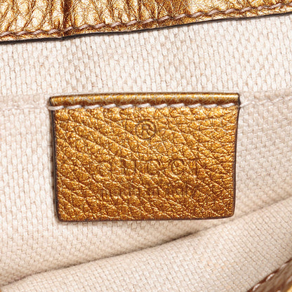 Gucci Metallic Pebbled Calfskin Small Soho Flap Crossbody Gold Ombre 6 of 7