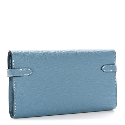 Hermes Epsom Kelly Longue Wallet Blue Jean 3 of 10