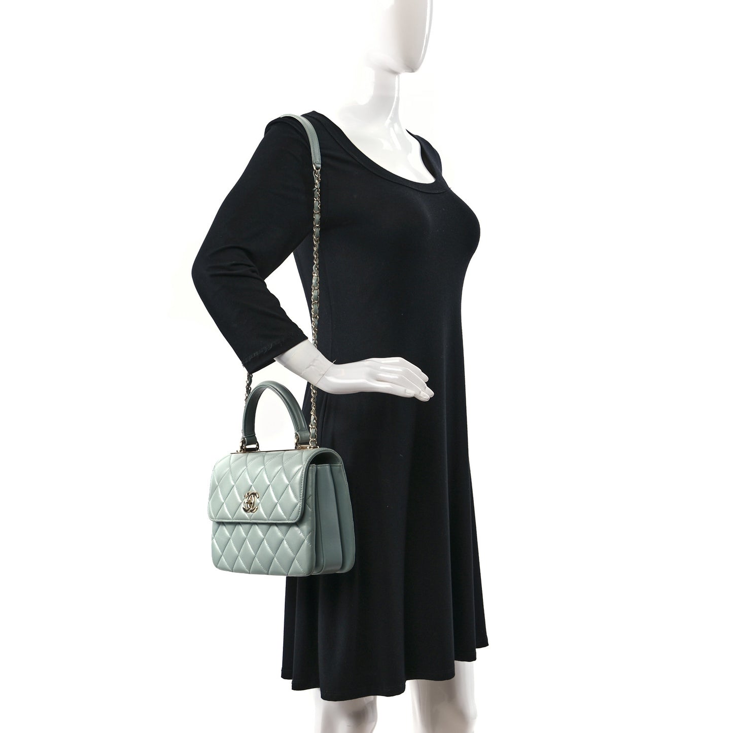 Lambskin Quilted Small Trendy CC Flap Dual Handle Bag Blue