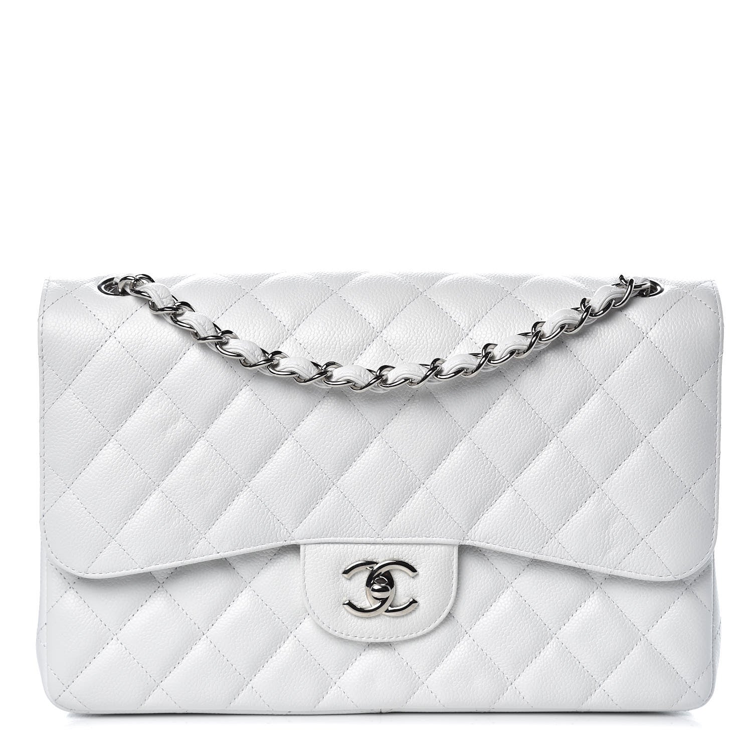 Chanel Caviar Quilted Jumbo Double Flap White 1 of 9