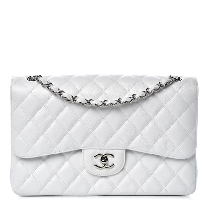 Chanel Caviar Quilted Jumbo Double Flap White 1 of 9