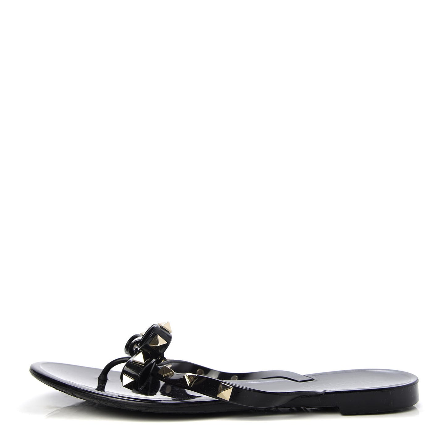 PVC Jelly Rockstud Bow Thong Sandals 37 Black